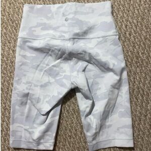 White Camo Lululemon High-Waisted biker Shorts